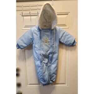 VTG JC Penney toddler snowsuit outerwear 24 Mo light Blue Bear Jumpsuit